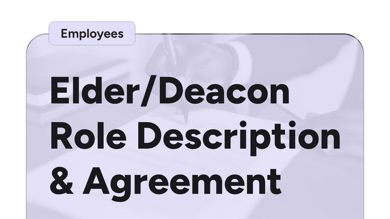 Elder/Deacon Role Description & Agreement